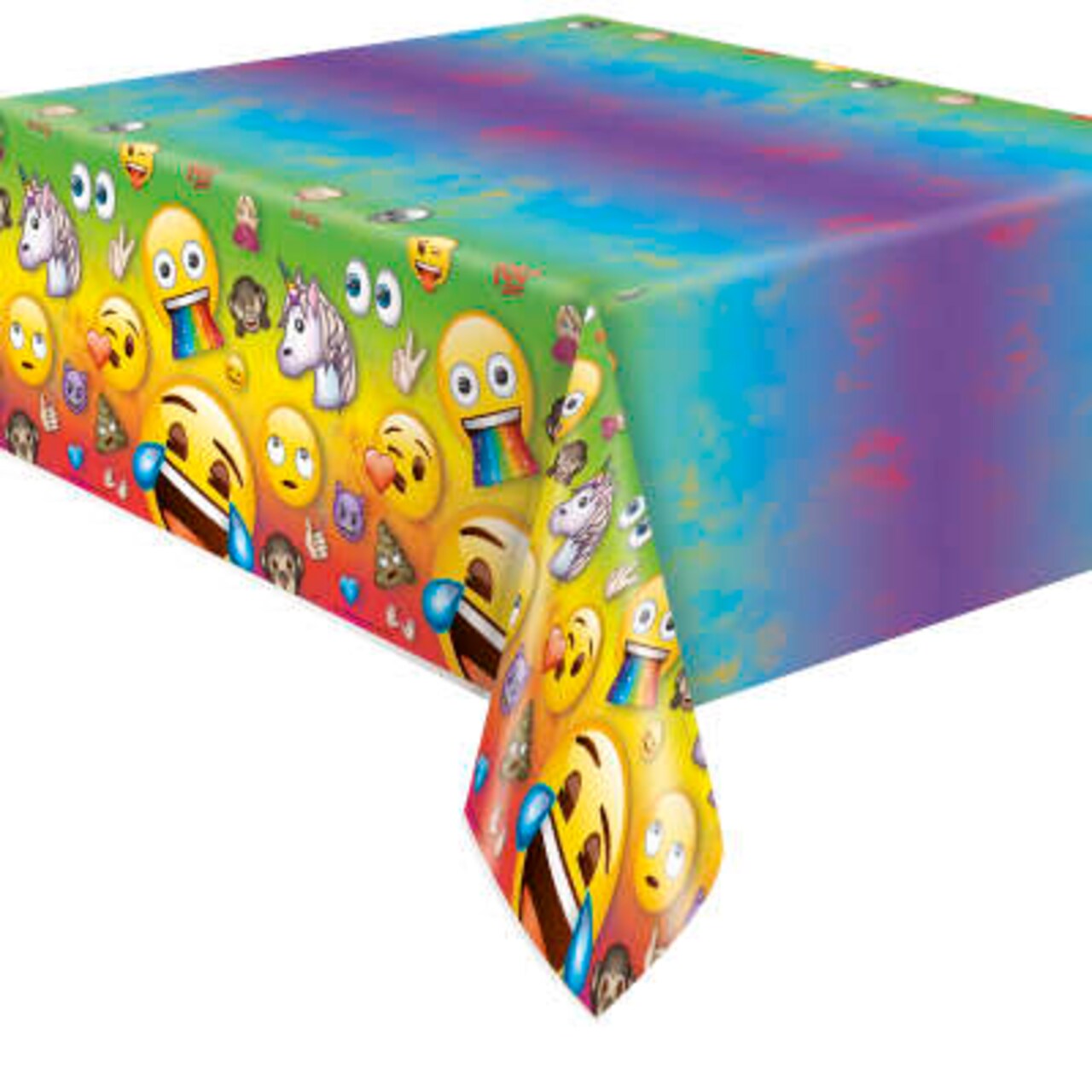 Rainbow Fun Emoji Rectangular Plastic Table Cover 54" x 84"